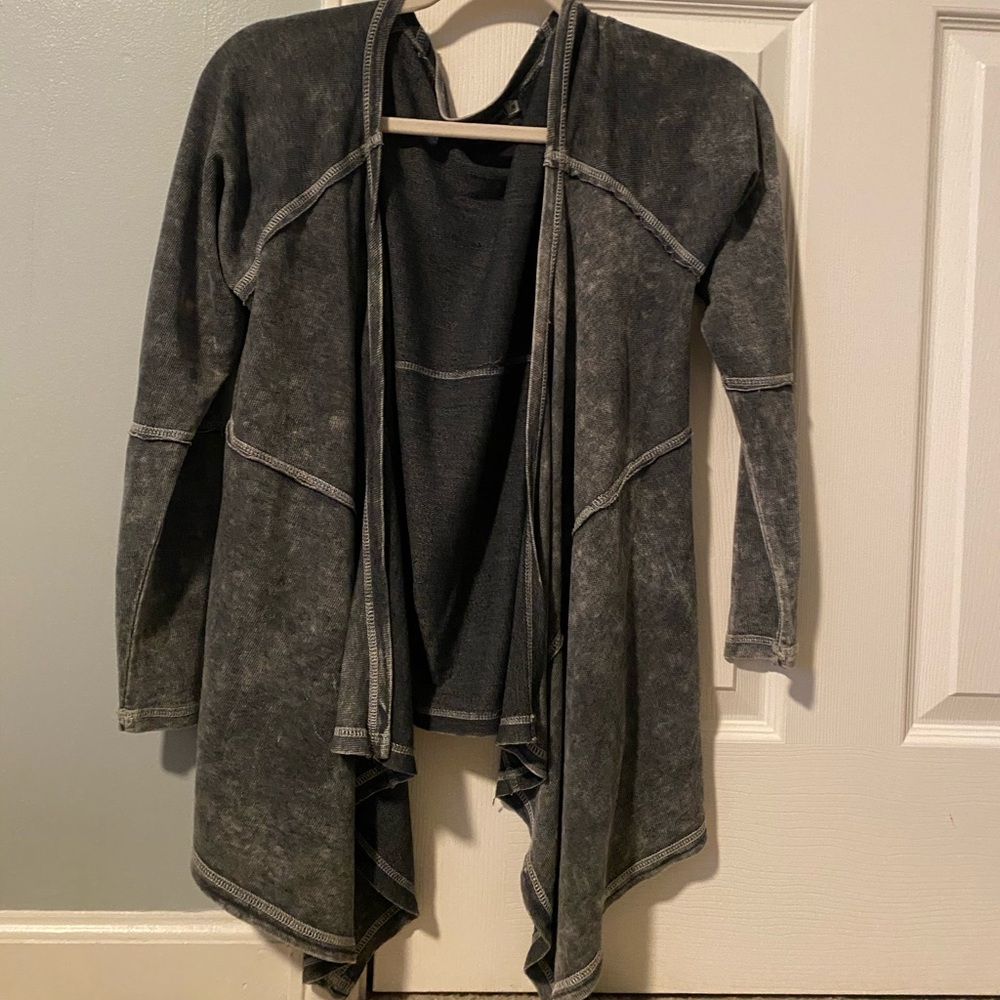 Earthbound Acid Wash Draped Cardigan